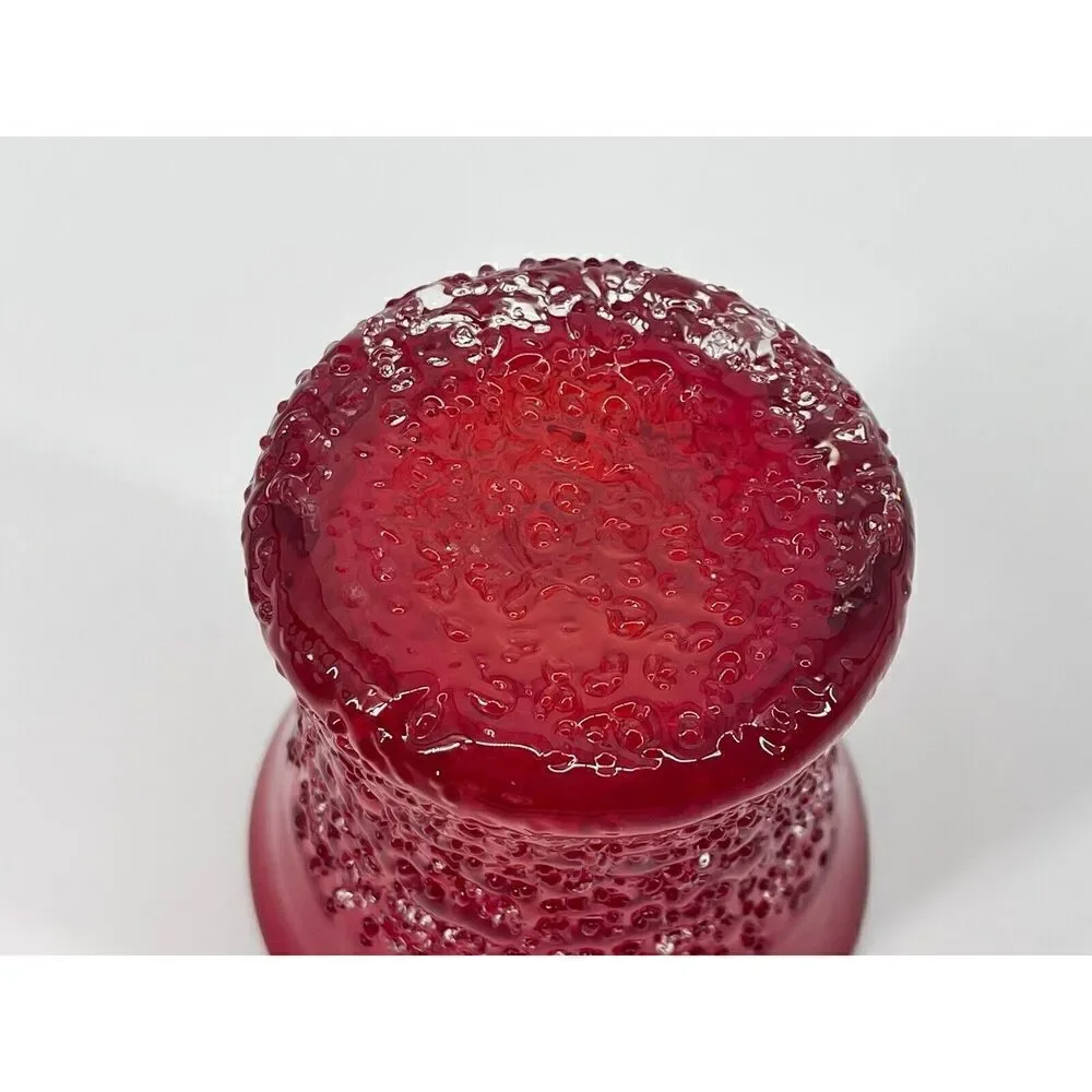 Hand Blown Art Glass Frit Overshot Red Amberina Votive Juice Glass Tumbler RARE